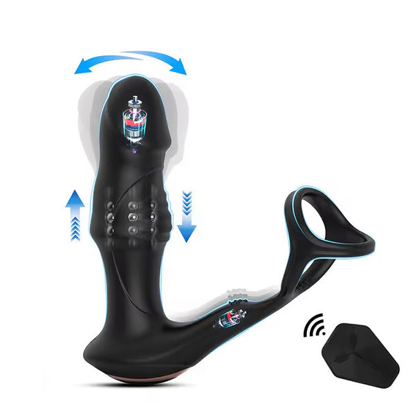 Dynamic Swing and Stretch Vibrating Anal Toy with Penis Ring