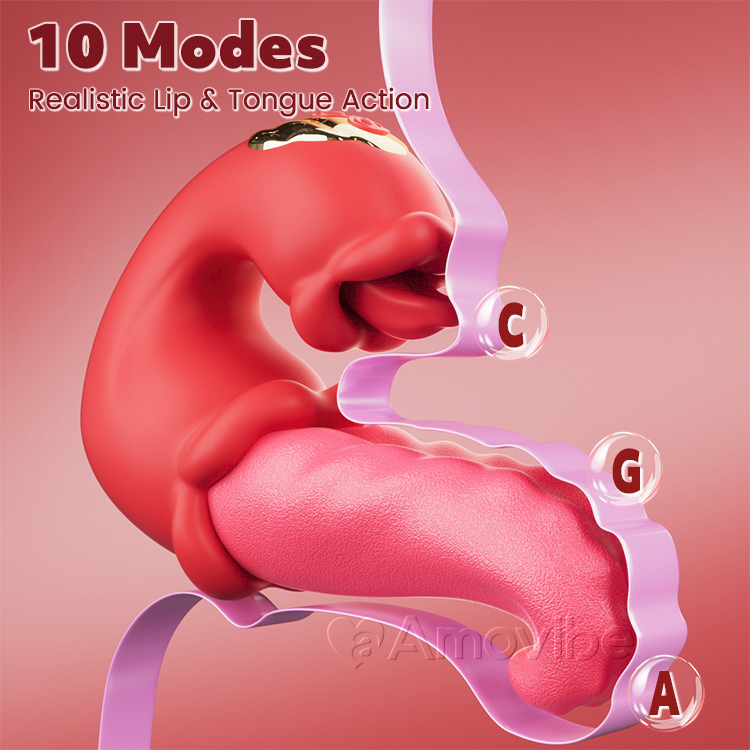 Dual Rose Thrusting G Spot Vibrator with Tongue Licking & Vibration