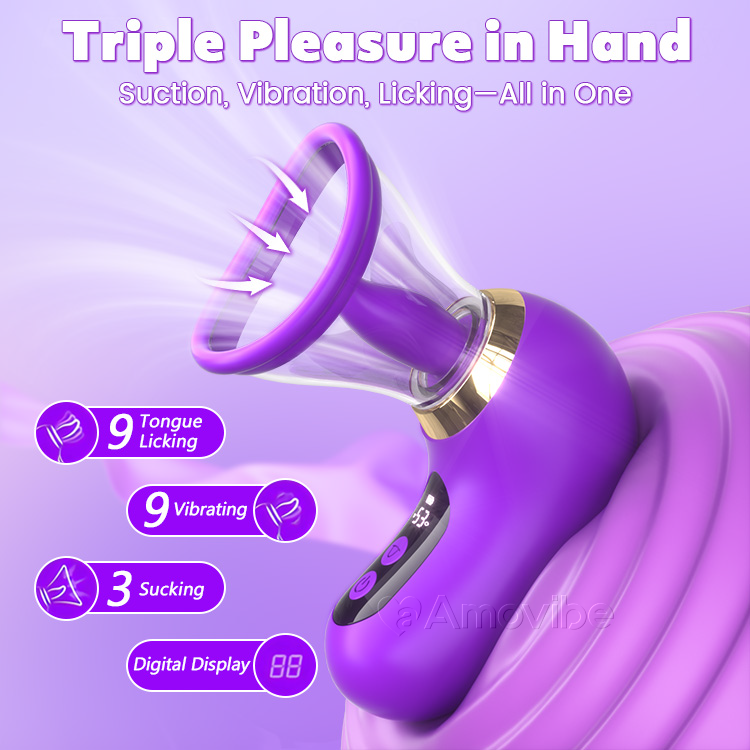 5-in-1  Vibrator with Sucking, Licking, and LCD Control