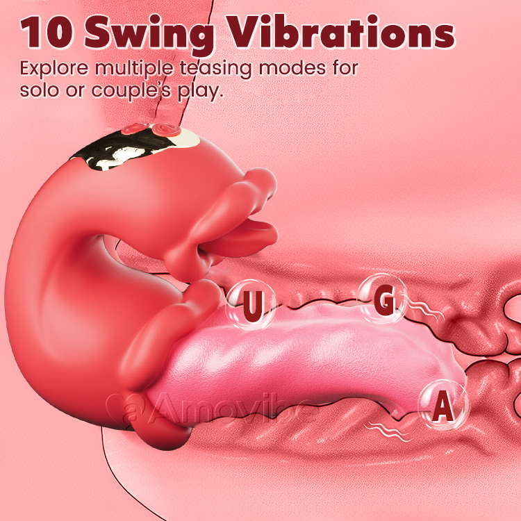 Dual Rose Thrusting G Spot Vibrator with Tongue Licking & Vibration