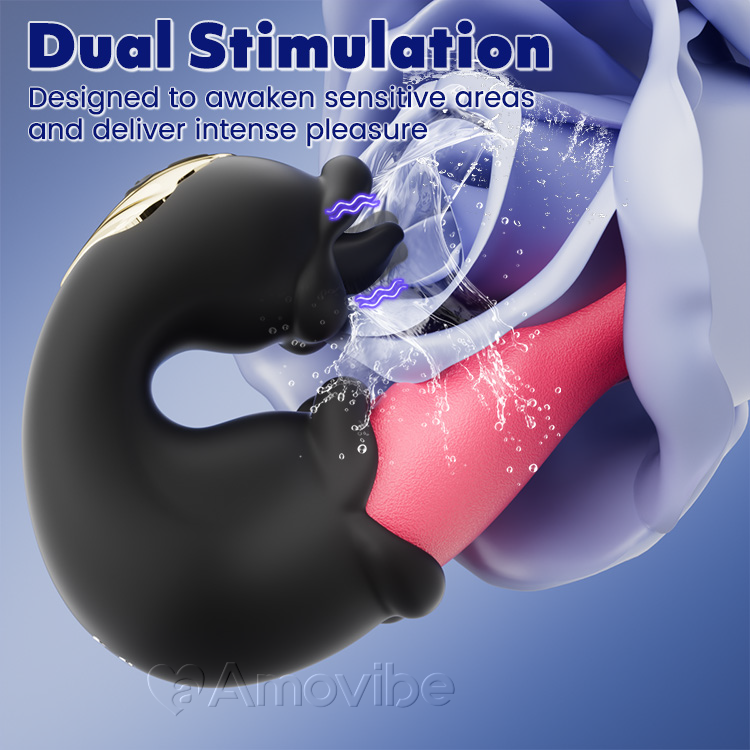 Thrusting & Licking G Spot Vibrator with Dual Rose Design