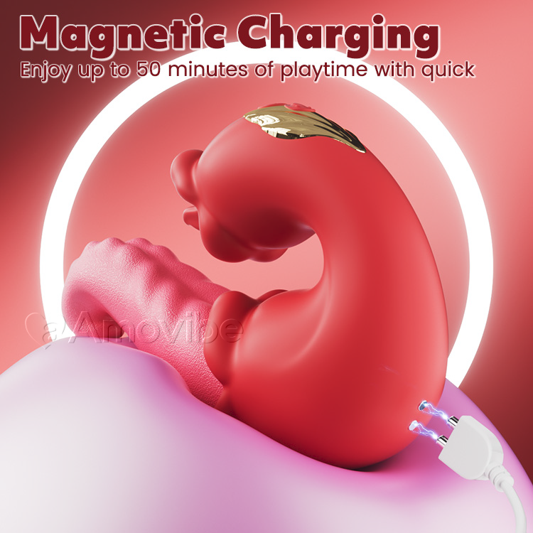 Dual Rose Thrusting G Spot Vibrator with Tongue Licking & Vibration