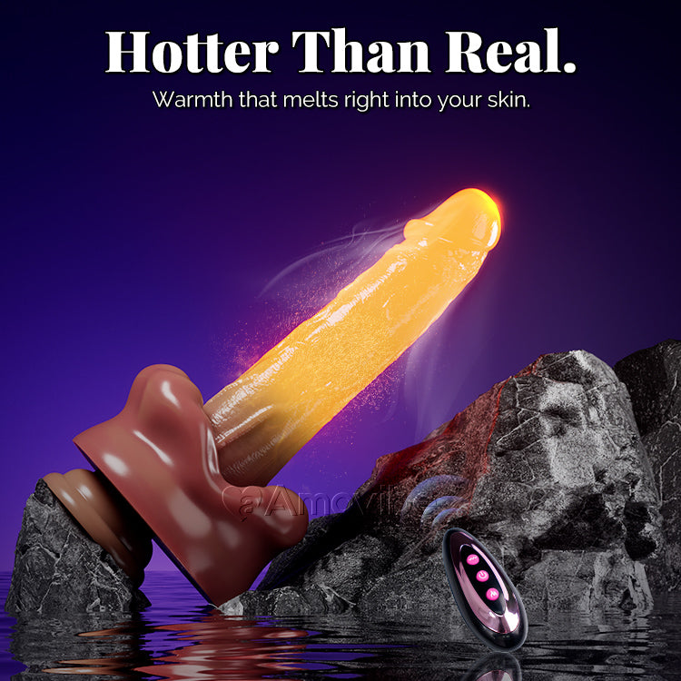 9-Inch Mouth Vibrating Dildo with Heating & Remote Control