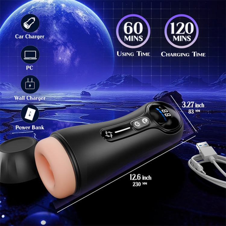 Auto Male Masturbator – 4 Suction, 9 Vibes, LED Display