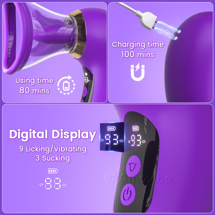 5-in-1  Vibrator with Sucking, Licking, and LCD Control