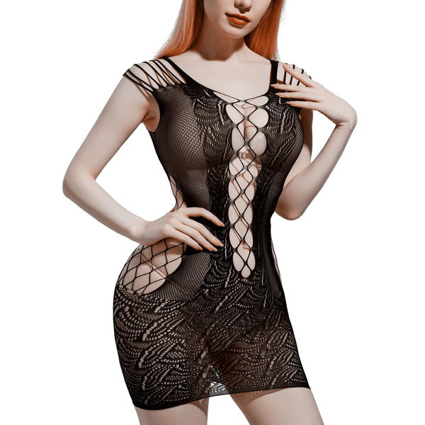 Erotic Fishnet Bodysuit - Women's Sexy Mesh Lingerie Set